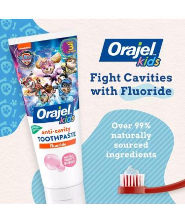 Orajel Kids Paw Patrol Anticavity Fluoride Toothpaste Natural Fruity Bubble Flavor 4.2oz Fruity Bubble 12.6 Ounce (Pack of 1) - Buy Online on GoSupps.com