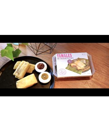 La Reina de las Tortillas - European leader in Mexican artisanal gastronomy - "Cochinita pibil" tamales. 100% nixtamilized corn. Suitable for celiacs. Tray of 3 units. Expiration 7 months - Buy Online on GoSupps.com