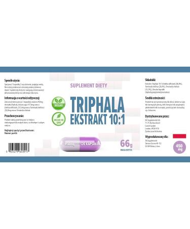Triphala Extract 10:1 (4500mg) 120 Vegan Capsules | High Strength Supplement | AGROLAB Germany Certified | Gluten & GMO Free - Buy Online on GoSupps.com