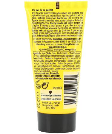Schwarzkopf Got2b Glued Spiking Glue 50ml | Extreme Strong Hold Hair Gel for All-day Style - Buy Online on GoSupps.com