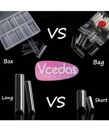 Vcedas Extra Long C Curve Nail Tips - 100PCS Clear French Half Cover Square Shape - Buy Online on GoSupps.com