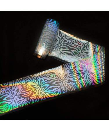 Nail art/nail foil/transfer foil - silver holo - transparent - petals - 1400-420