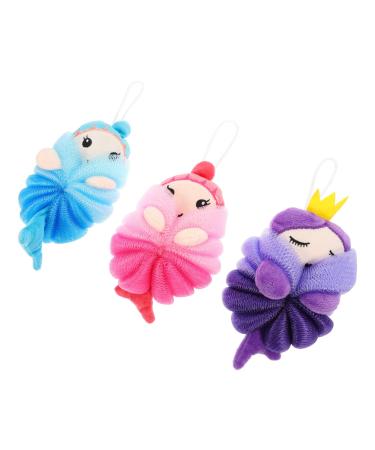 FRCOLOR 3pcs Bath Ball Household Cleaning Sponges Cleaning Supplies Mesh Cute Shower Sponge Bath Pouf Bath Sponges Bathroom Sponge Scrub Sponges Loufa Take a Bath or Bath Flower Ball