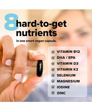 Complement Vegan Multivitamins for Women & Men- Omega 3 DHA+EPA Vitamin B12 Vitamin D3 K2 Zinc Selenium Magnesium Iodine Supplement- Immune Support- 90 Count Includes Jar - Buy Online on GoSupps.com