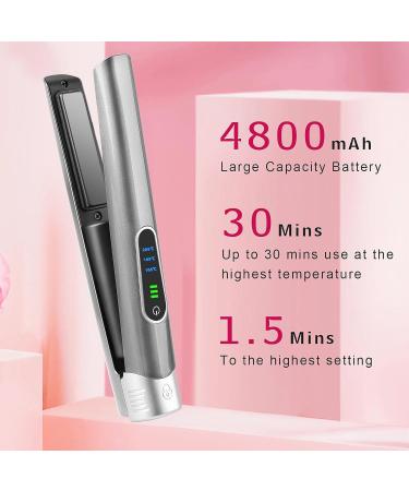 Buy 2 in 1 Cordless Hair Straightener & Curler - Portable Mini Flat Iron with Fast Heating Titanium Plate 3 Temp Settings - Ideal for Travel - Gray - Buy Online on GoSupps.com