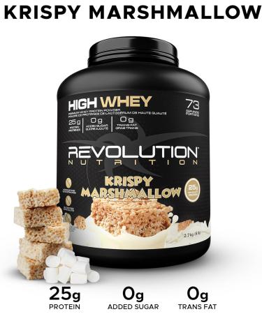 Revolution Nutrition High Whey Protein Powder Whey Isolate Superior Formula Gluten Free Lean Muscle Mass For Men & Women 25g of Protein Per Scoop 2.7kg 73 Servings (Krispy Marshmallow 6 Pound) Krispy Marshmallow 6 Pound - Buy Online on GoSupps.com