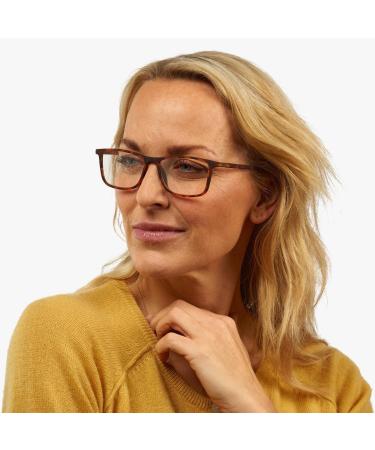Skagen Blue Light Filter Glasses | High Quality Rubber | Rectangular Frame | Luxreaders Scandinavian Design | Dark Tortoise 1.0 Diopter - Buy Online on GoSupps.com