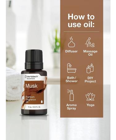 Horbaach Musk Fragrance Oil 0.51 fl oz - Premium Grade for Diffusers, Candles, Soap Making - DIY Projects & More - Buy Online on GoSupps.com