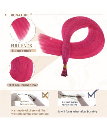 Runature Pink I Tip Human Hair Extensions | 16 Inch Keratin Hot Pink ItTips | Cold Fusion 20g Stick Tip Hair Extensions - Buy Online on GoSupps.com