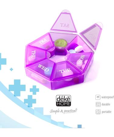 7-Sided Portable Pill Box - Small Weekly Medicine Planner & Vitamin Holder - Purple - Buy Online on GoSupps.com