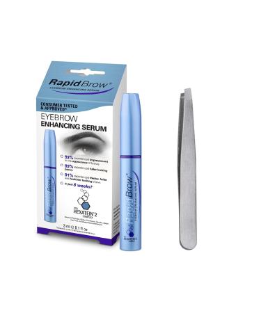 Solfa Slant-Tip Tweezers With Rapid-Brow Eyebrow Enhancing Serum for Thicker Brows 3ml Bundle