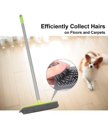 LandHope 59 Push Broom with Rubber Bristles | Long Handle Sweeper for Pet Hair, Carpet, Hardwood, and Tile | Water Resistant Squeegee Edge | Non Scratch Bristles | Multi Segment Handle - Buy Online on GoSupps.com