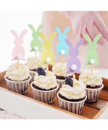 Hosiwei Easter Bunny Food Picks for Cake Decoration 25Pcs Wooden Bunny Picks with Spring Theme for Easter Party Supplies Easter Decorations for Dessert Table - Buy Online on GoSupps.com