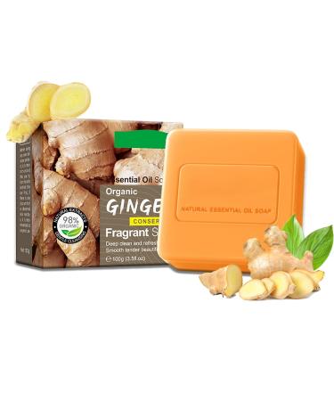 Ginger Soap Bar - Natural Soap Bar - Ginger Soap for Body Hand Face Wash - Ginger Organic Soap Bar - Moisturizing Hydrating Refreshing Clean Pore Dirt - Smooth Tender Elasticity Oil Control Radiance
