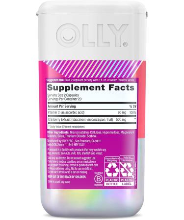 OLLY Cleansing Cranberry Capsules | Supports Urinary Tract Health | Vegan Supplement for Women - 40 Count - Buy Online on GoSupps.com