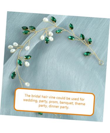 Healeved Wedding Bride Hair Vine Wedding Hair Accessories for Bridal Decorative Hair Vine Hair Vines for Wedding Hairstyles Hair Vine for Wedding Bride Hair Accessories Pearl Rhinestones 20.5x3.5x0.5cm Green - Buy Online on GoSupps.com