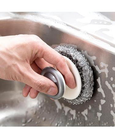 Metal Sponge for Washing Dishes | Ergonomic Dish Scrubber Cleaning Brush - Bathroom and Kitchen Accessory for Floor Bakeware Sink Faucet Plate Range Hood Wall Grill - Buy Online on GoSupps.com