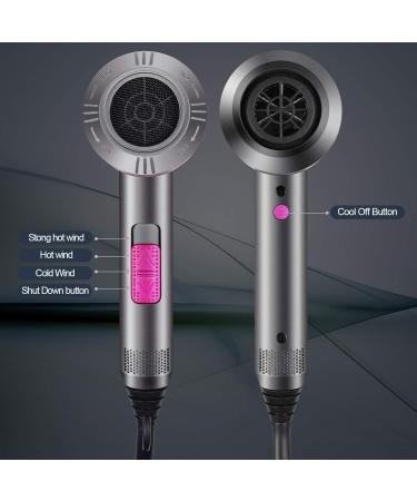 HappyGoo Hair Dryer Professional Ionic Hairdryer with 2 Speed 3 Heat Setting Cool Shot Button 1 Diffuser & 2 Concentrator for Women Man Gray - Buy Online on GoSupps.com