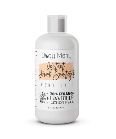 Body Merry 70% Ethyl Alcohol Hand Sanitizer Gel Kills Germs Without Drying Skin CDC Strength Enriched w Certified Organic Extracts to Lift Dirt for a Deep Clean (8 oz)