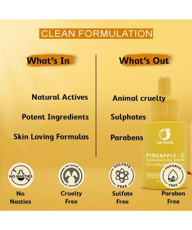 Just Peachy Pineapple-C Glow Boosting Serum With Vitamin C Hyaluronic And Kakadu I Non Irritating I Reduces Pigmentation | For Dull Uneven Skin | Face Serum 30 Ml - Buy Online on GoSupps.com