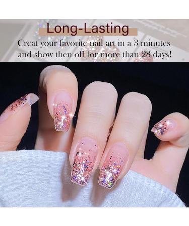 Glitter Gel Nail Polish 15ML Rose Pink Glitter Gel Polish Sparkle Nail Gel Varnish Soak Off UV LED Pink Gel Nail Polish Nail Gel Polish Nail Art Starter Manicure Salon DIY at Home - Buy Online on GoSupps.com