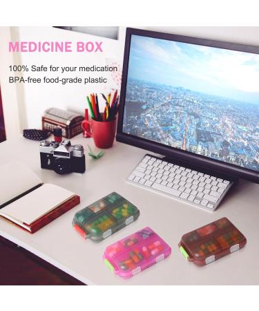 TUTUDOW 3 Pack Portable Travel Pill Organizer - 10 Compartment Medication Box for Purse Vitamins & Fish Oil - Ideal for Daily/Weekly Use Outdoor & Office - Buy Online on GoSupps.com