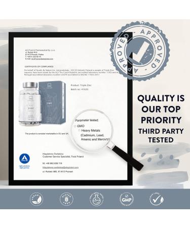 Triple Zinc 25mg with Vitamin C - 180 High Strength Tablets - Zinc Picolinate, Bisglycinate, Monomethionine - 6 Months Supply - Buy Online on GoSupps.com