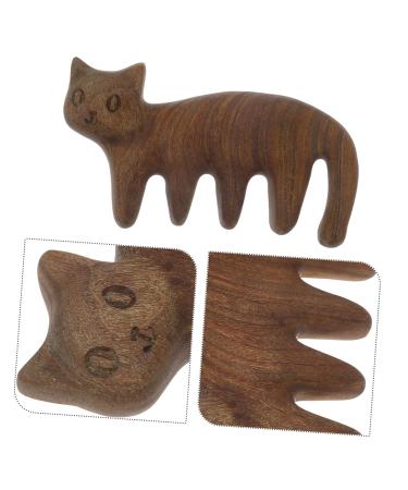 Combined Cat Massage Comb - Wooden Scalp Massage Device for Hair & Acupuncture Therapy | Wide Tooth Sandalwood Comb - Buy Online on GoSupps.com
