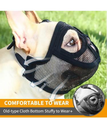 BARKLESS French Bulldog Muzzle Short Snout Dog Muzzle with Breathable Mesh for Shih Tzu and Pug Mask Frenchie Muzzle for Biting Chewing Licking Ideal for Grooming Vet Visits (XS Black) Black XS - Buy Online on GoSupps.com