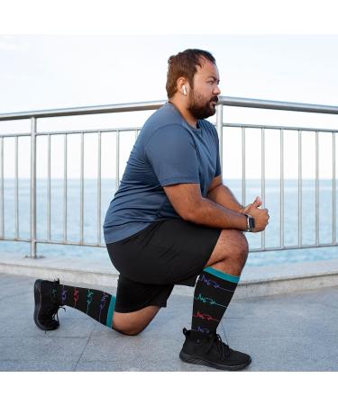 Plus Size Compression Sock For Men and Women: Graduated Compression Stockings for Support Flight Travel Running Pregnancy Sports Edema Nurses Athletic 20-30 mmHg 1Pairs Electrocardiogram 3XL - Buy Online on GoSupps.com