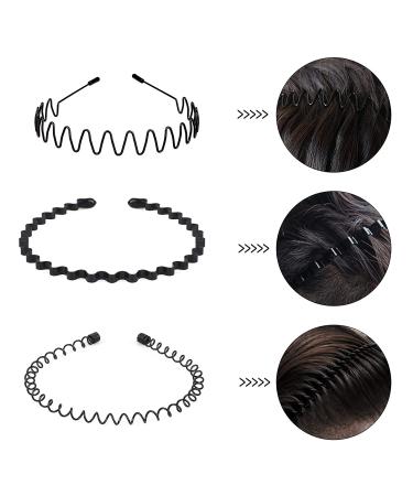 6PCS Black Wavy Metal Hair Bands - Unisex Non Slip Headband for Sports - 6 Count - Buy Online on GoSupps.com