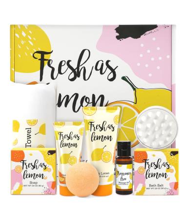 Gifts for Women BFFLOVE 8pc Bath Set for Women Gift Baskets with Bath Bomb Scentd Candle Massage oil Towel Mothers Day Gifts for Mom