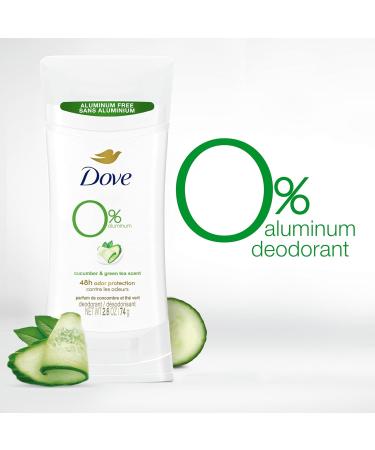 Dove 0% Aluminum Deodorant - Cucumber & Green Tea, 24H Odor Protection, 4 Count, 2.6 oz Each - Gentle, Alcohol-Free - Buy Online on GoSupps.com