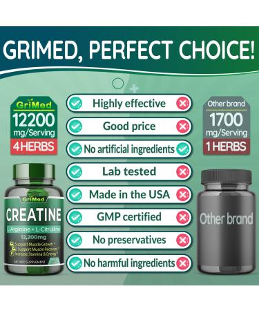 Ultimate Muscle Builder Supplement 12200mg Creatine Monohydrate with L-Arginine, L-Citrulline, Beet Root, Tongkat Ali, Ginseng Boost Energy, Strength & Performance - 90 Count - Buy Online on GoSupps.com