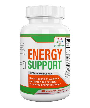 Spectra Vitamins Natural Energy Support 30 Capsules - Guarana Capsules - Vitamin B12 - Guarana and Green Tea Extracts - Citrulline Energy Supplements with Natural Energy Booster