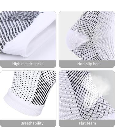 INBOLM Neuropathy Socks 6 Pairs Neuro Socks for Men and Women Plantar Fasciitis Socks Neurosocks Connecy Socks Dr Neuropathy Pain Relief for Feet Breathable Non-Slip Soothe Socks for Pain Relief White XXL - Buy Online on GoSupps.com