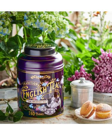 New English Teas Vintage Victorian Tea Tin in Purple with 240 English Breakfast Teabags - Buy Online on GoSupps.com
