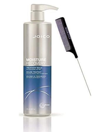 moist JOlCO MOISTURE RECOVERY Treatment Balm NEWEST PACKAGING for Thick/Coarse Dry Hair (w/ Sleek Steel Rat Tail Comb) (16.9 ounce / 500 ml - LARGE size PUMP (PACK OF 1))