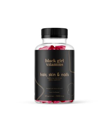 Black Girl Vitamins - Hair Skin and Nails Gummies with Biotin (6000 mcg) Zinc Gelatin Free Vitamin A and Vitamin E - Gluten-Free. Made in The USA (Passion Fruit 60 Count) 30 Day Supply