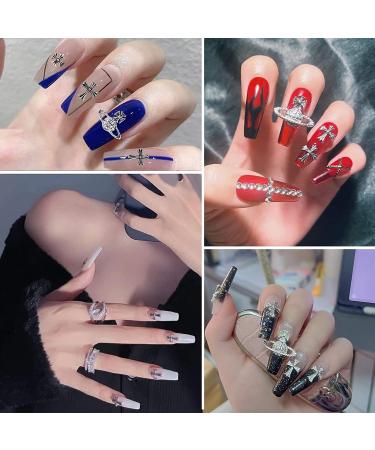 110Pcs Cross Nail Charm 3D Nail Charms for Acrylic Nails - Retro Silver Vintage Metal Nail Rhinestones Planet Gems - DIY Nail Decorations - Buy Online on GoSupps.com