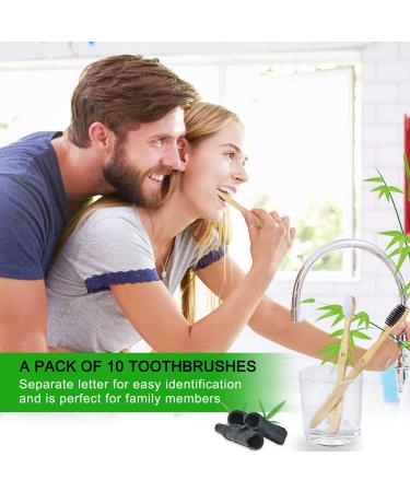 10 Pack Adult Bamboo Toothbrushes - Soft Bristles, Eco-Friendly, Biodegradable, BPA Free - Natural Black & White - Buy Online on GoSupps.com
