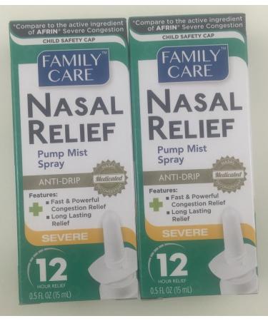 2 Pack - Family Care Nasal Relief Anti-drip Pump Mist - Oxymetazoline HCl