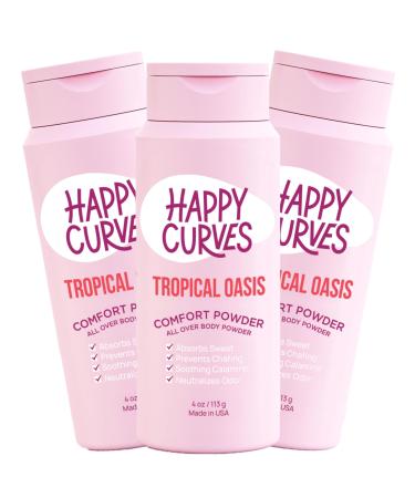 Comfort Powder: Talc Free Anti Chafe Body & Foot Powder Deodorant to Control Inner Thigh Chafing Private Areas and All Over Body for Women (4 Ounce (Pack of 3) Tropical Oasis) 4 Ounce (Pack of 3) Tropical Oasis