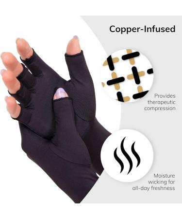 BraceAbility Compression Arthritis Gloves - Fingerless Copper Support for Carpal Tunnel and Hand Swelling Pain - Medium (Pack of 2) - Buy Online on GoSupps.com