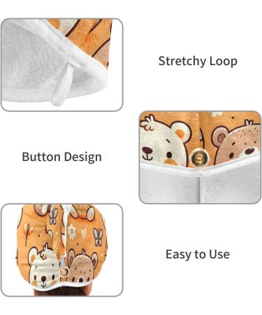 Cute Doodle Bears Hair Towel 2 Pack | Super Absorbent Quick Dry Hair Turbans for Women & Girls - Perfect Hair Drying Solution - Buy Online on GoSupps.com