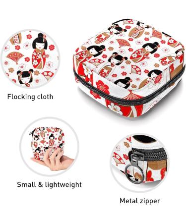Anna Cowper Kokeshi Japanese Dolls Sanitary Napkin Storage Bag Feminine Menstrual Cup Pouches Nursing Pad Holder Tampon Bags Portable Period Bag for Women Teen Girls 1Pcs Multi-colored 9 - Buy Online on GoSupps.com