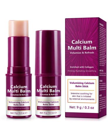 Calcium Volume Multi Balm Stick 2Pack Collagen & Vitamin E Moisture Stick for Face and Neck Lightweight Non-Greasy Hydration Balm for Daily Use Promotes Soft Supple Healthy-Looking Skin 0.3 Ounce (Pack of 2)