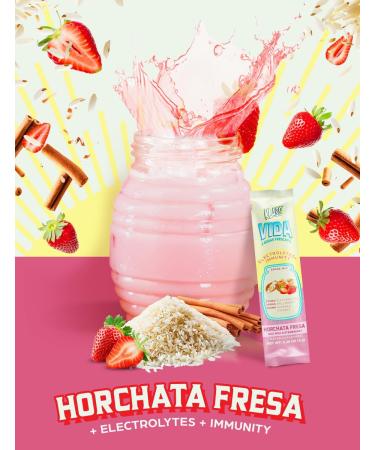 KLASS VIDA Hydration + Immunity Electrolyte Drink Mix Strawberry Horchata Agua Fresca | Sugar-Free Powder with Wellmune Acerola Coconut Water & Minerals | 15 Single-Serve Stick Packs - Buy Online on GoSupps.com