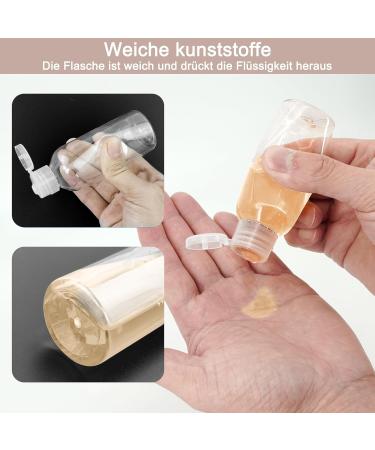 Rejoec 15-Piece Travel Bottle Set | 50ml Transparent Bottles for Air Travel - Perfect for Shampoo Conditioner & Lotion - Buy Online on GoSupps.com