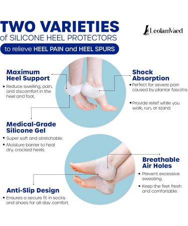 Plantar Fasciitis Relief Kit - Silicone Gel Heel Protectors & Cushioned Arch Support Sleeves (11 Pieces) for Heel Pain Spur Relief & Massage - Size 8-12 - Buy Online on GoSupps.com